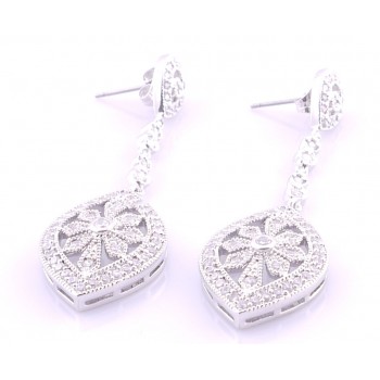 Silver Designer Cubic Drop Earrings